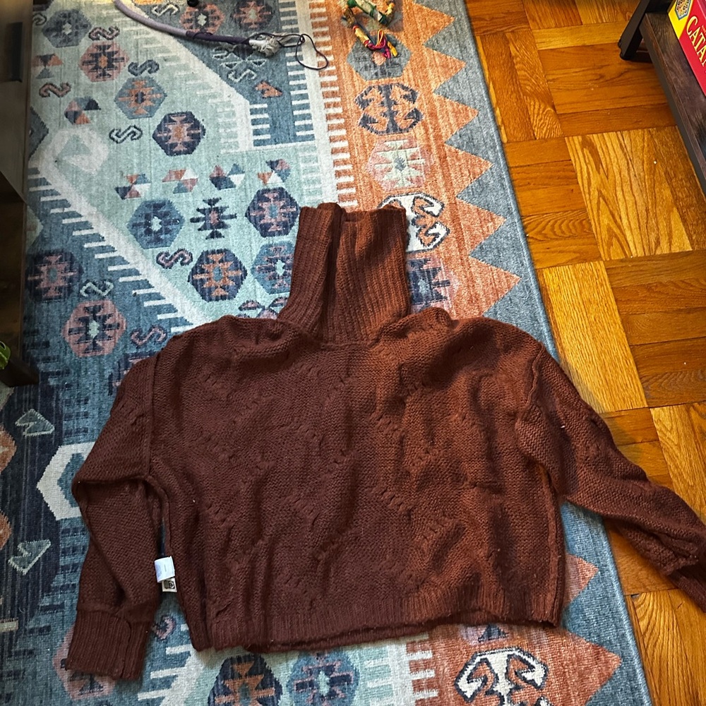 Madewell Brown Chunky Knit Turtleneck Sweater